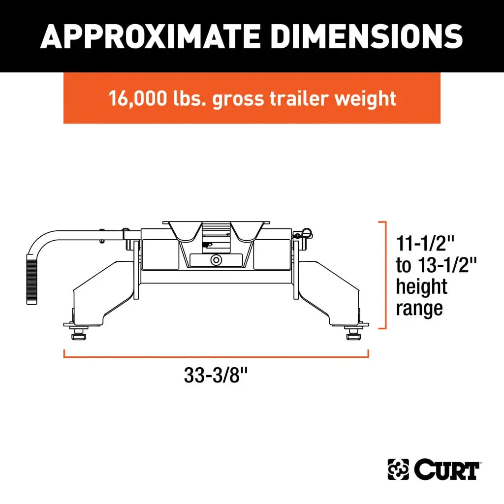 CURT 16031 E16 5th Wheel Hitch, Select Ford F-250, F-350, F-450, 8' Bed ...