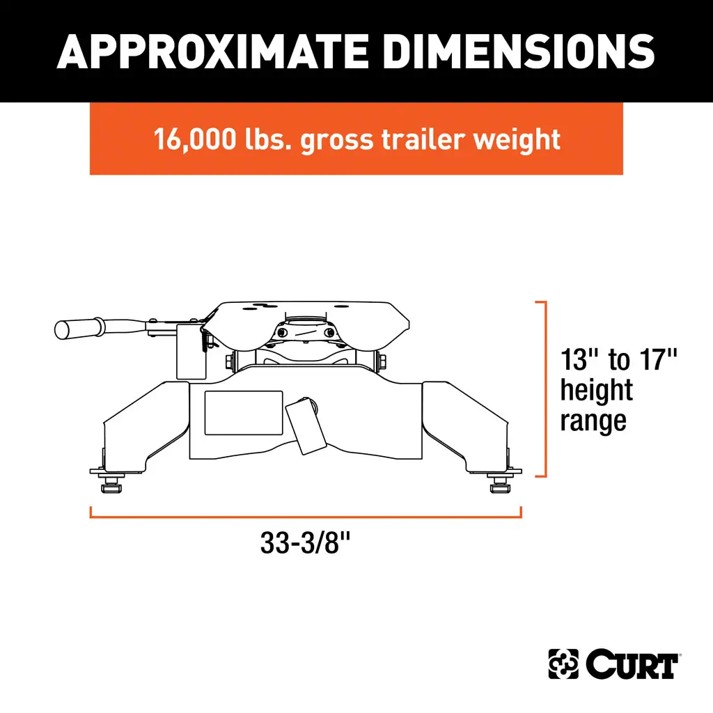 CURT 16033 A16 5th Wheel Hitch, Select Ford F-250, F-350, F-450, 8' Bed ...