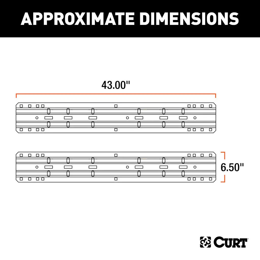CURT 16204 Universal 5th Wheel Base Rails, 25K (Carbide Black)