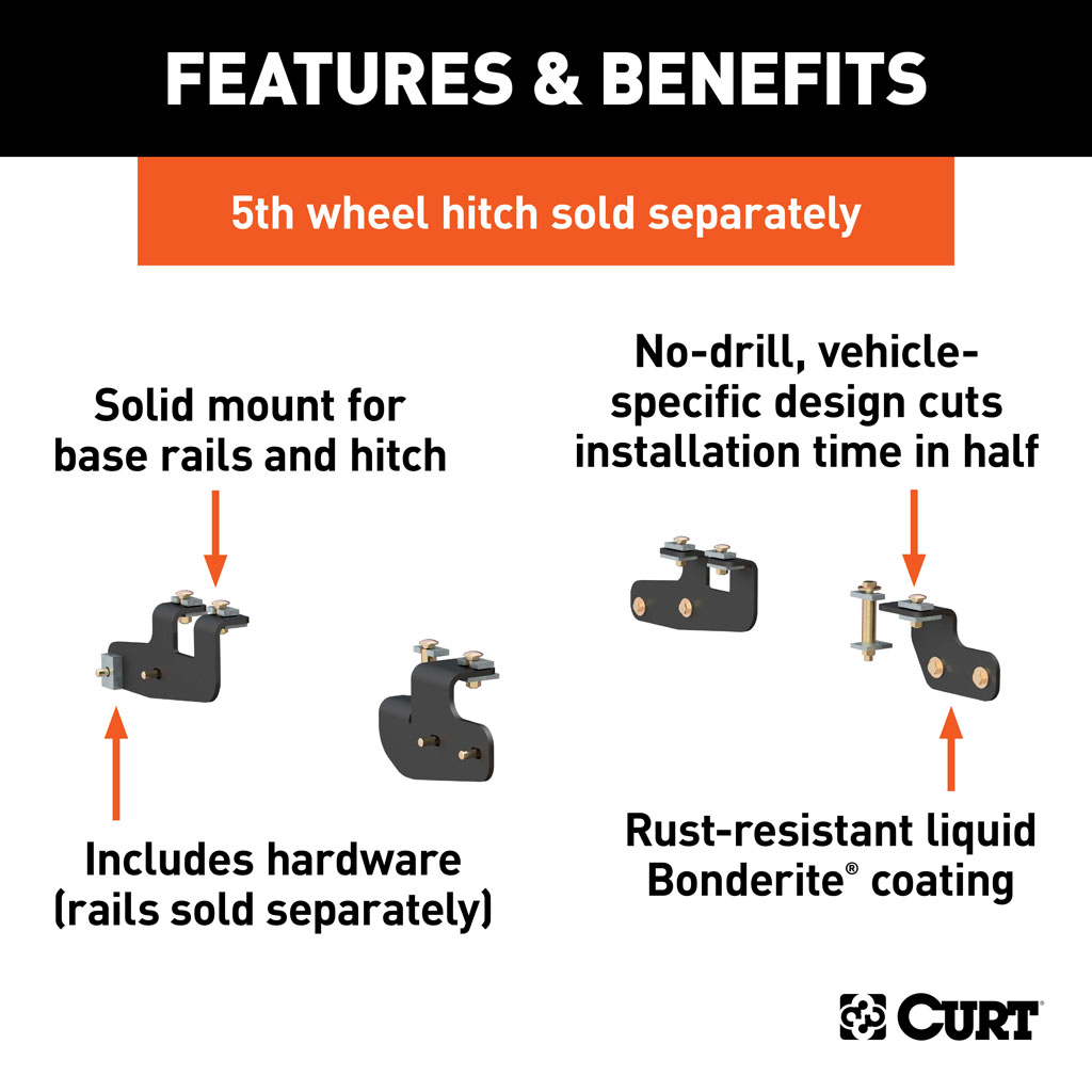 CURT 16427 Custom 5th Wheel Brackets, Select Ram 2500 (Except with 5th ...