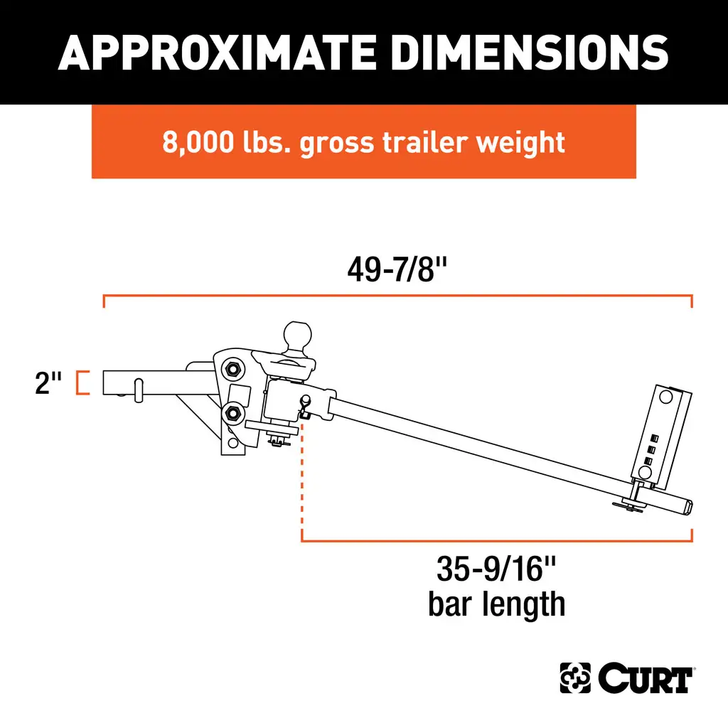 CURT 17499 TruTrack 4P Weight Distribution Hitch with 4x Sway Control, 5-8K
