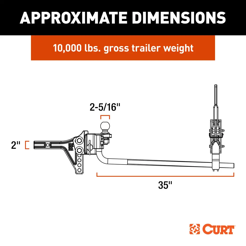 CURT 17510 TruTrack 2P Trailer-Mounted Weight Distribution Hitch, 8-10K