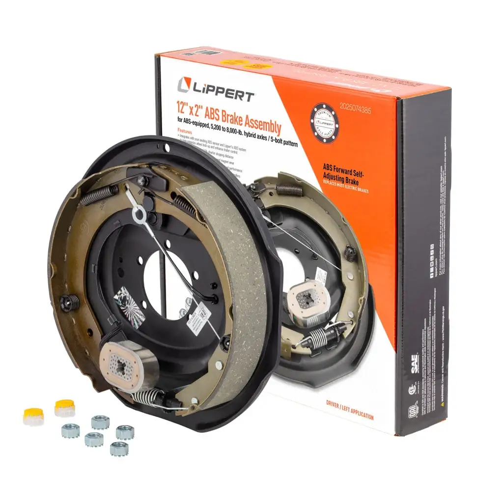 ABS Forward Self-Adjusting Trailer Brake Assembly , 12" x 2" Brake Size