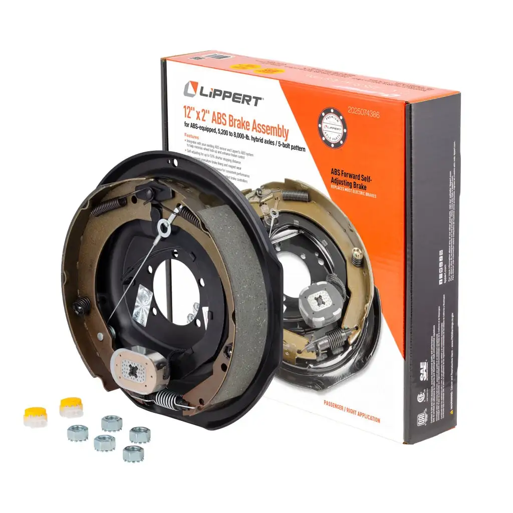 ABS Forward Self-Adjusting Trailer Brake Assembly, 12" x 2" Brake Size
