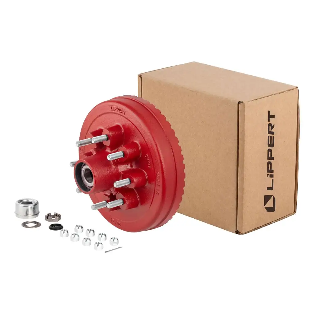 ABS&nbsp;12"&nbsp;Red Brake Hub Complete Kit with Installed Bearings, 7,000-lb. Axles