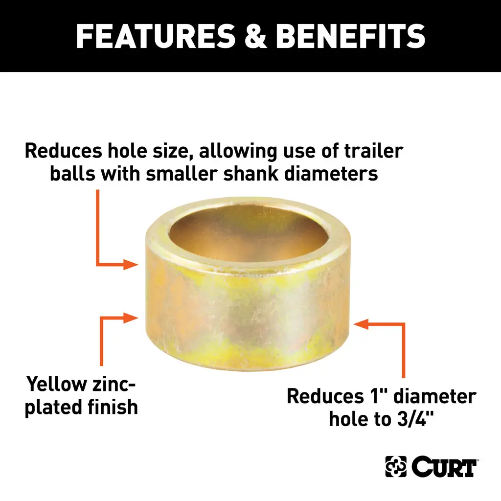 CURT 21100 Trailer Ball Reducer Bushing (From 1 to 3/4 Stem)