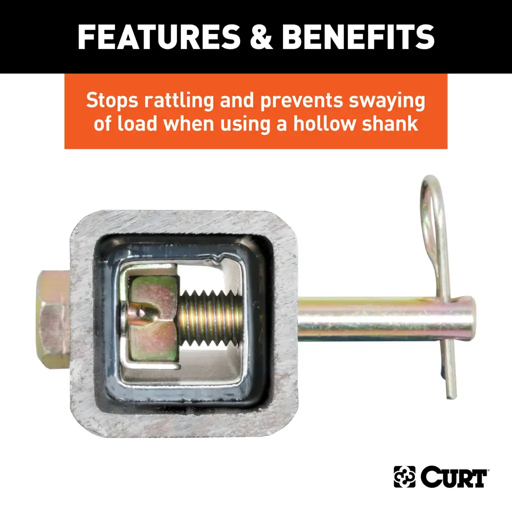 Receiver Rattle Hack CURT 22315 Anti-Rattle Hitch Pin and Shim (Fits 1-1/4 Receiver with 1/2 ...
