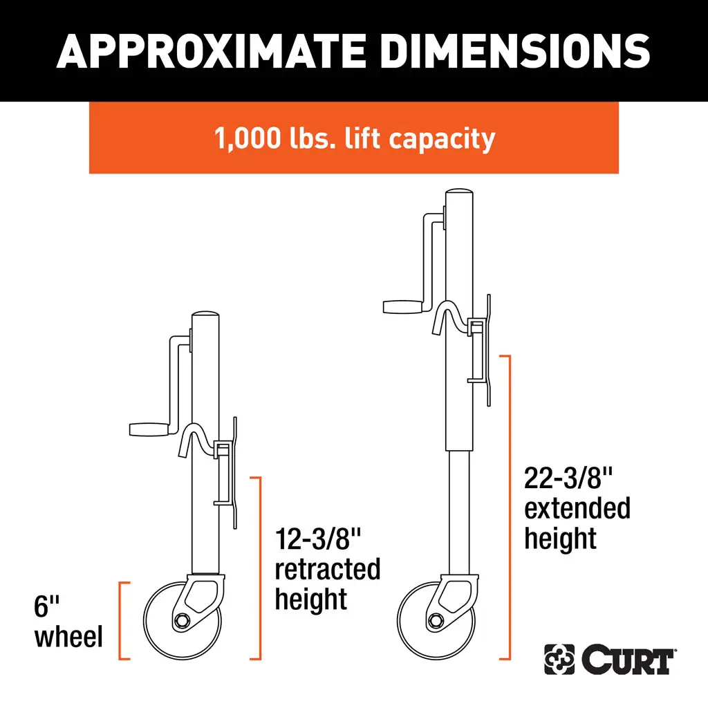CURT 25003 Marine Trailer Jack with 6