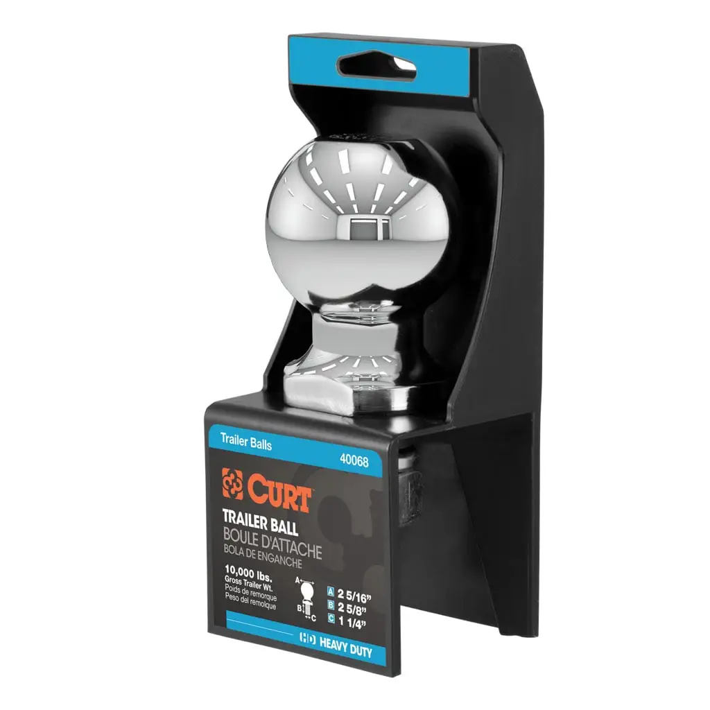 CURT Trailer Ball, 2-5/16 In, 10000 Lb, Chrome, Packaged