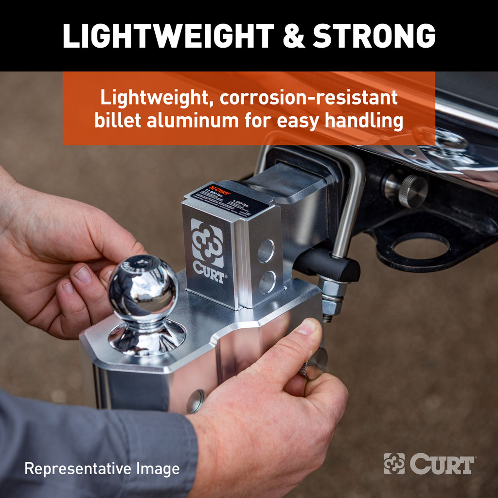 CURT 45365 AlumaLite Adjustable Aluminum Hitch with Dual Ball, 7-1/2 Drop