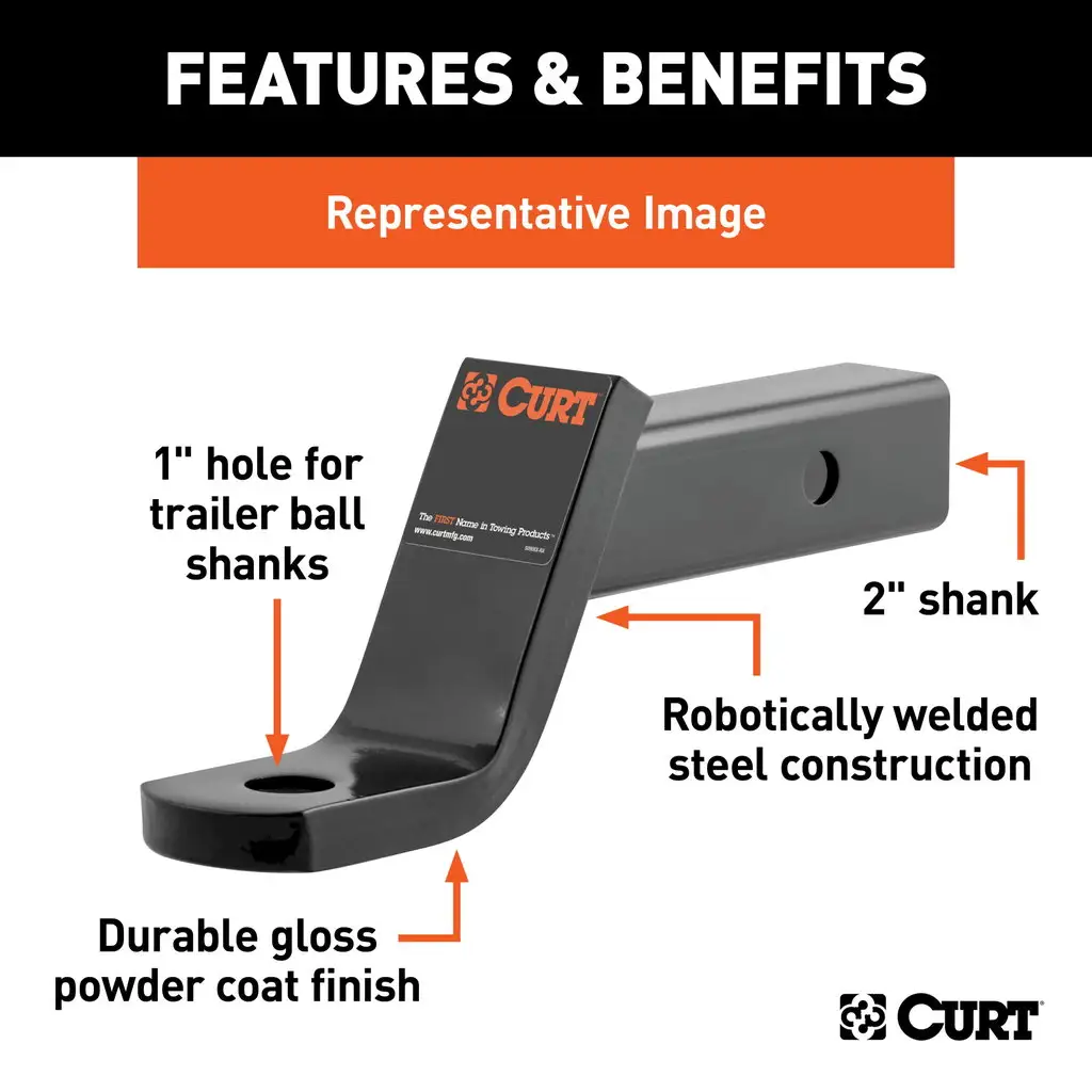 CURT 45840 Class 3 Ball Mount, Imported (2 Shank, 7,500 lbs., 2 Drop ...