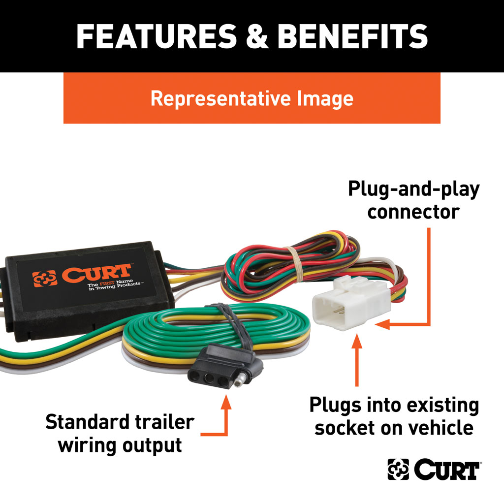 CURT 56029 Custom Wiring Connector, 4-Way Flat Output, Select Honda Element