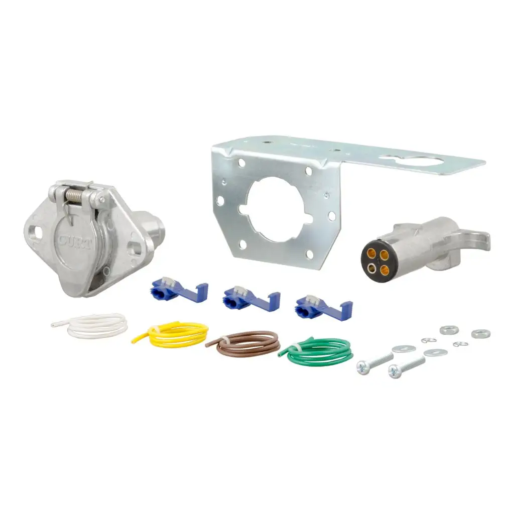 CURT 58677 4-Way Round Connector Plug & Socket with Hardware (Packaged)