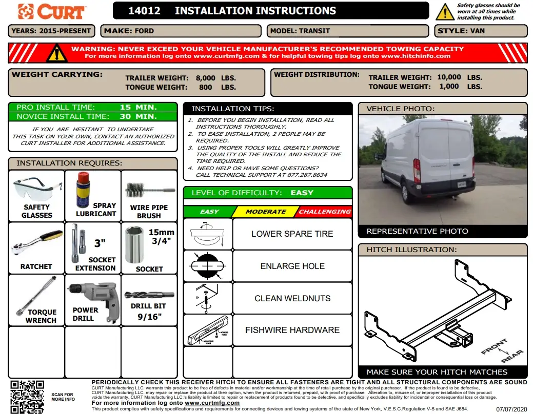 Ford Transit Trailer Hitch Instructions