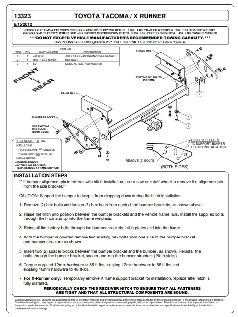 Installing toyota tacoma trailer hitch